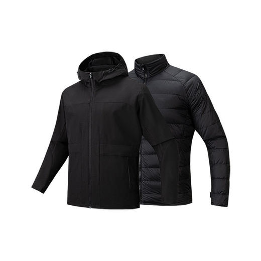 安踏男冲锋衣两件套羽绒内胆可拆卸保暖梭织上衣152547628 商品图5