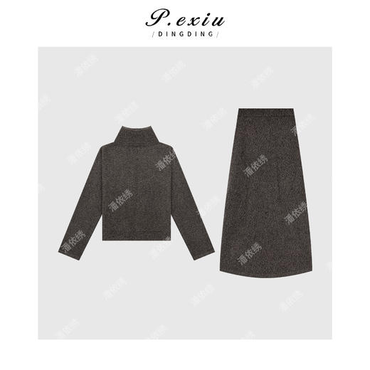 04-2潘依绣丁丁宠粉知性风高级感高领混纺毛衣套装裙 Q7860 商品图0