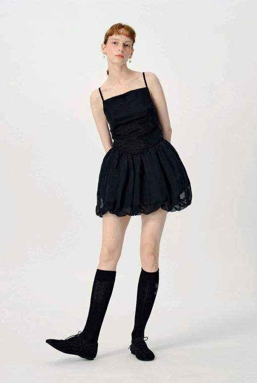 Renlisu 26SS 石墨黑桑蚕丝花苞吊带裙 商品图0