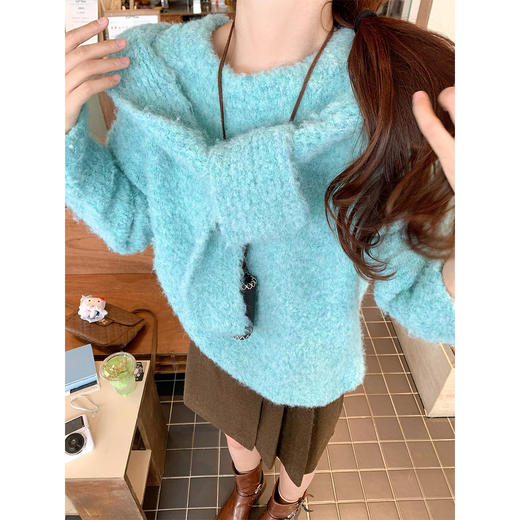 <曾小咸推荐>2.3现货秒杀 ！微信超特价！薄荷蓝连帽毛衣 日常199.99 立减100 秒杀99.99！！ 商品图1