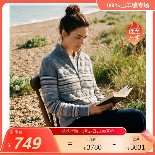 KINGDEER/KD秋冬新款休闲女式长袖半高领开衫羊绒衫L805696复古奶奶风鹿王 商品图0