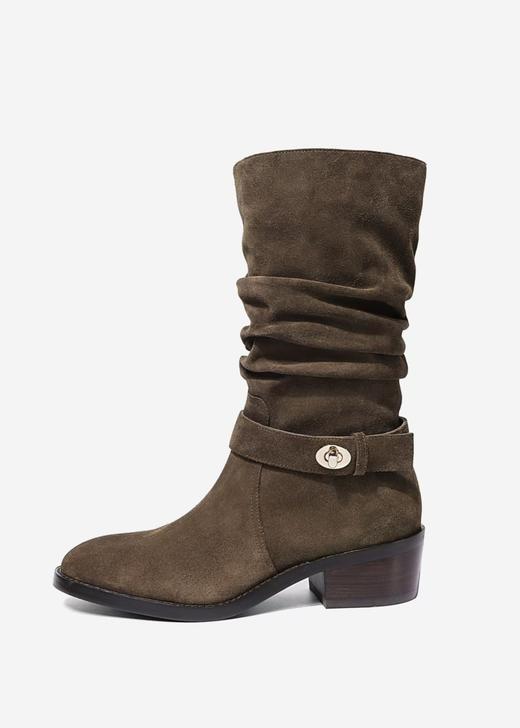 英伦复古风麂皮骑士靴 商品图2