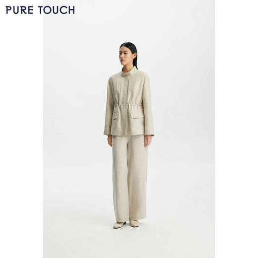 商场同款PURE TOUCH女装26春夏新款亚麻混纺短外套H型可收腰夹克 商品图1