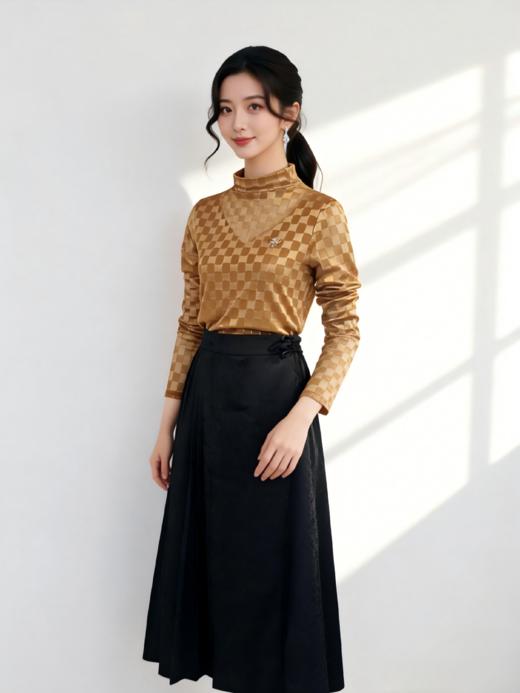 伯妮斯茵 | 新中式国风 | 百褶裙 | 暗纹提花工艺 | 垂感抗皱面料 | 日常雅集|SC1B01 商品图1