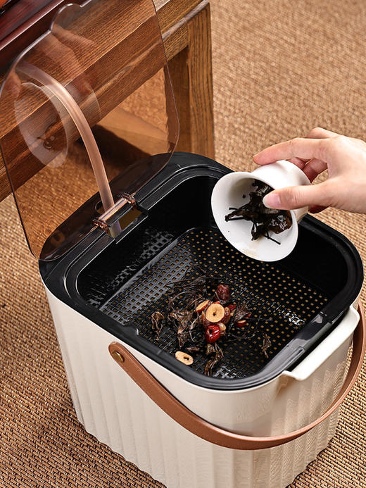 茶渣桶/环保桶/高颜值茶水桶废水桶干湿分离家用茶台功夫茶泡茶排水茶桌塑料茶桶 商品图1