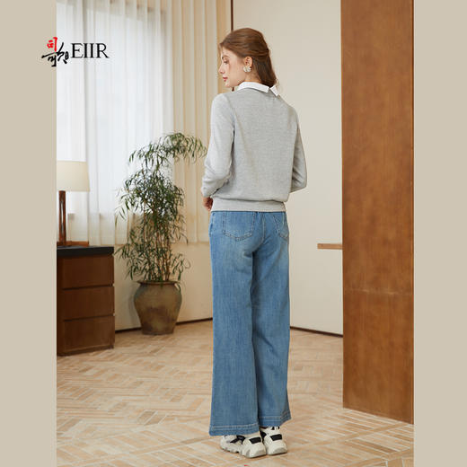 司歌钉珠重工假两件卫衣长袖圆领春秋女T921264Y 商品图2