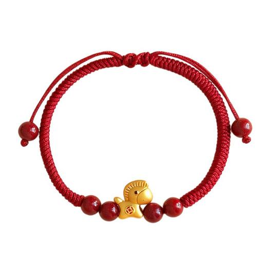 【马上暴富】马年本命年手工编织手绳 抽拉可调节 999银马红绳手链 节日生日礼物 商品图4