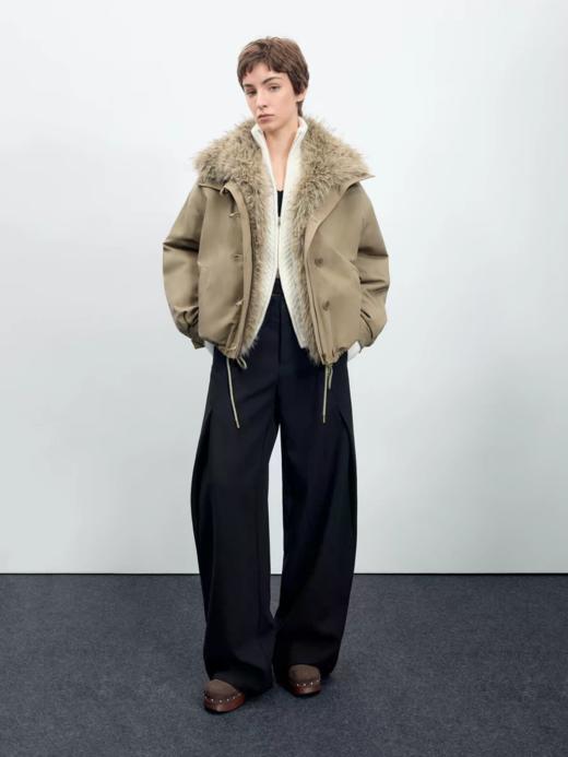 出逃赤岗西/25AWR020/复古可拆卸毛领廓形棉服 商品图1