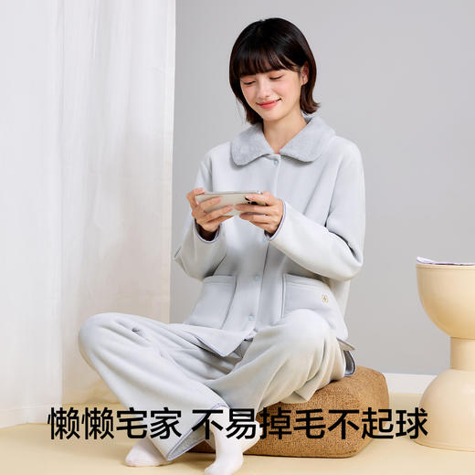【双面复合绒】【M-2XL】【有棵树】女士保暖家居服套翻领开衫套 商品图8