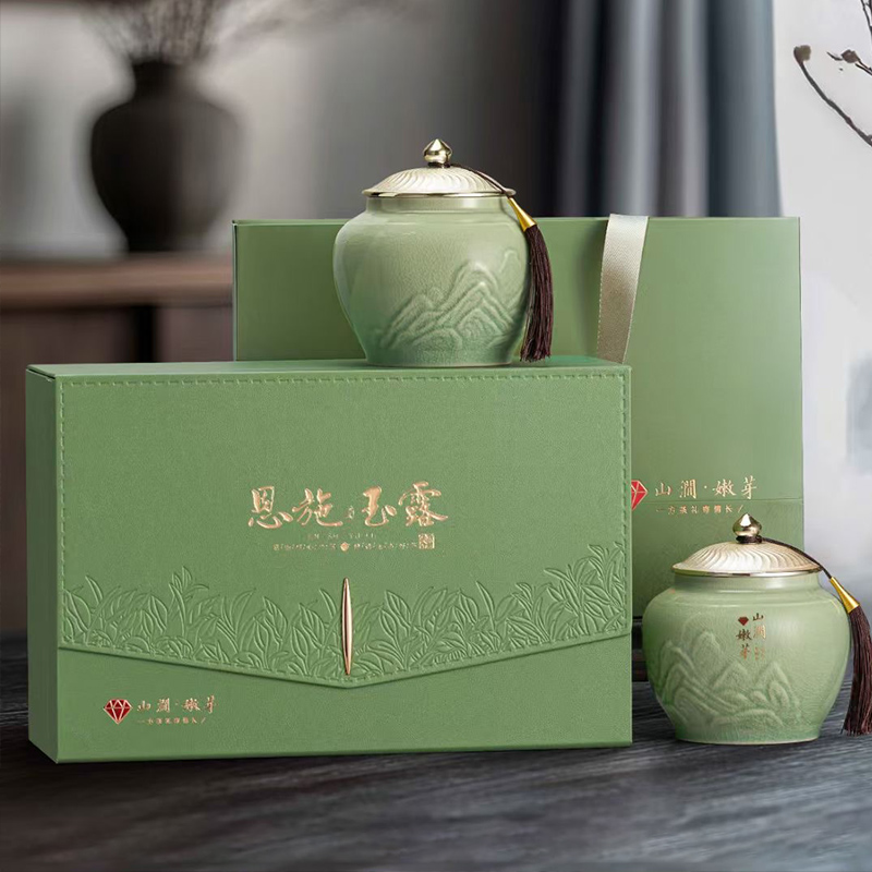 2026新茶恩施玉露绿茶春茶明前头采茶叶陶瓷礼盒250g湖北茗茶