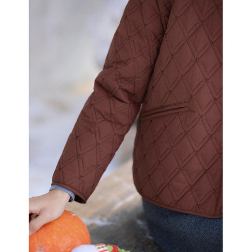 红念红色棉服女短款小个子宽松休闲2025冬季新款女装棉衣外套上衣 商品图3