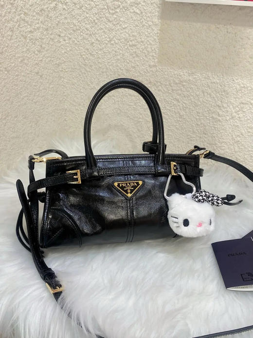 Prada Bonnie mini 黑金油蜡牛皮 斜挎包 商品图0