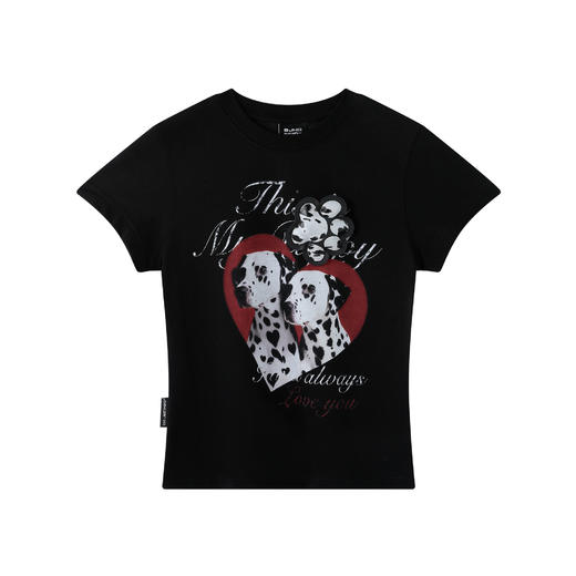 BJHG不计后果 不宠系列短袖t恤女夏季凉感速干斑点狗印花修身上衣 商品图3