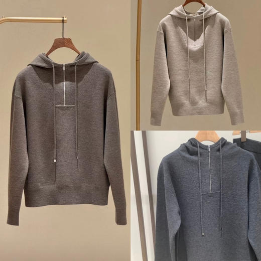 128-1 渠道圆正 松弛优雅高级 小禾女士三色半拉链帽衫 商品图0