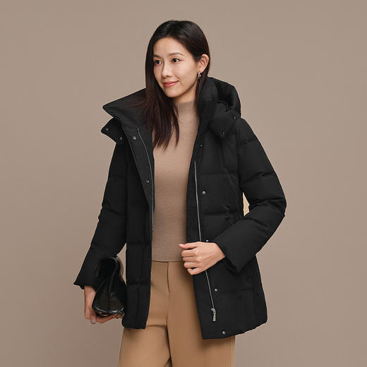波司登25新款羽绒服女商务可脱卸帽中款品质直充收腰显瘦90鹅绒 商品图0