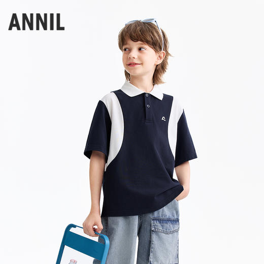 男童翻领短袖针织衫夏季新款安奈儿童装EB621594 商品图1