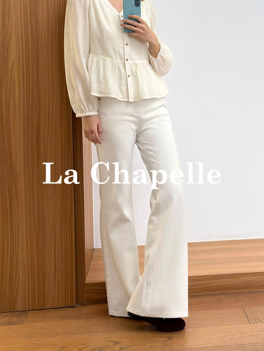 专柜实拍【拉腿神裤】拉夏贝尔/La Chapelle莱赛尔+棉！弹力舒适通勤百搭高腰显瘦牛仔微喇裤 商品图2