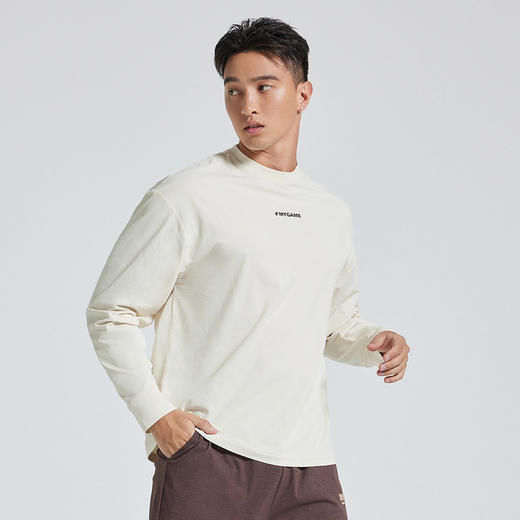 OMG运动 发泡印花宽松跑步长袖t恤男春秋上衣健身衣服打底衫 商品图3