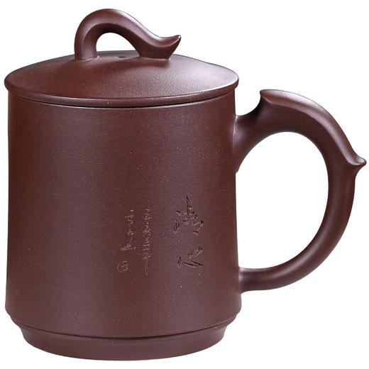 宜兴紫砂杯 手工泥绘茶杯盖 复古杯子自用家用办公杯 商品图3