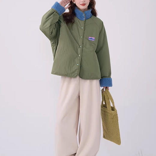 裁缝学苑AQ587撞色新款羊羔毛外套纸样女两面穿夹克上衣打版裁剪样板 商品图4