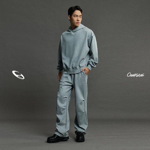 OMG运动 秋冬季连帽卫衣男款落肩套头衫短款休闲外套潮牌高级感 商品图1