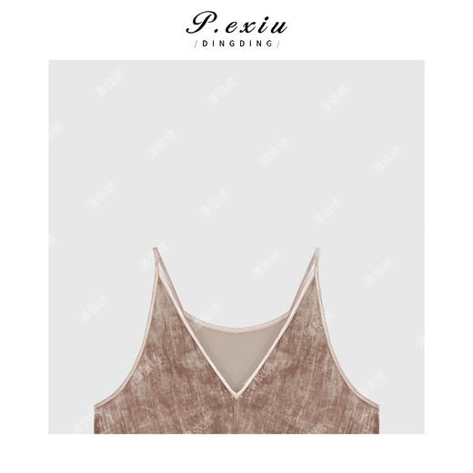 04-1潘依绣丁丁宠粉韩系简约扎染吊带无袖V领连衣裙Q14596 商品图2