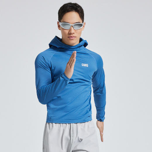 OMG运动 防晒t恤UPF50+连帽防晒衣健身训练服高弹力长袖跑步 商品图4