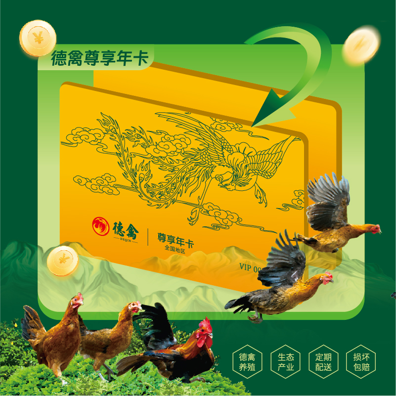 德禽/尊享年卡/德禽生态鸡蛋每月配送60枚12次配送 德禽生态散养生态鸡4只(公鸡/母鸡随机)