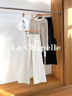 专柜实拍【拉腿神裤】拉夏贝尔/La Chapelle莱赛尔+棉！弹力舒适通勤百搭高腰显瘦牛仔微喇裤