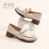 英伦风真皮乐福鞋女粗跟一脚蹬套脚圆头单鞋舒适X6C150-36 商品缩略图1