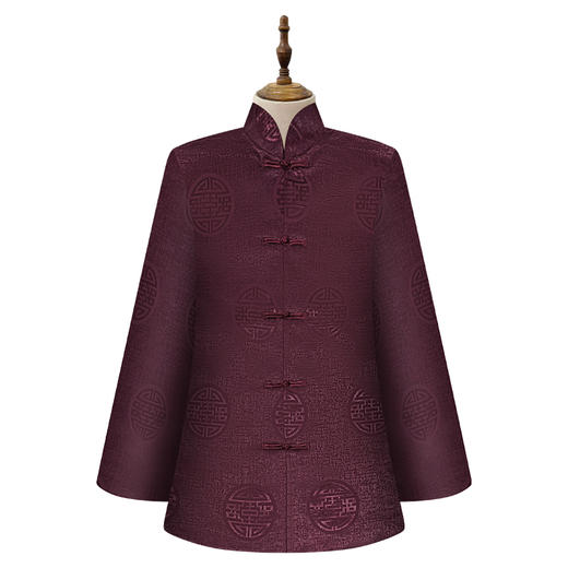 男寿衣高档丝绸寿服"万寿团"藏青色咖啡色酒红色寿衣 商品图3