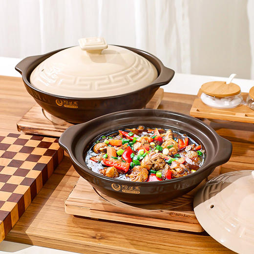 【深巧汉风浅煲】陶煲王砂锅煲家用一人食燃气灶专用陶瓷浅口煲仔饭沙锅耐高温干烧不裂 商品图4