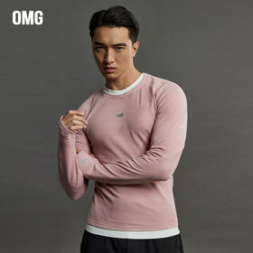 OMG运动 【假两件设计】加绒紧身衣长袖t恤男秋冬季打底衫健身服