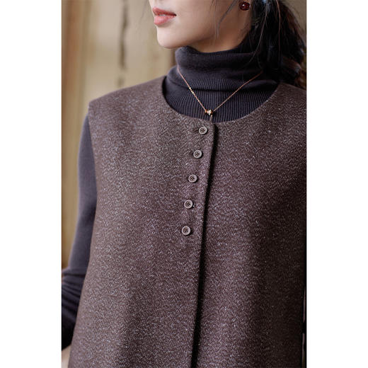 红念酒红色毛呢马甲外套女短款设计感2025年秋季新款女装气质上衣 商品图3