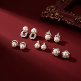 【辣妈专属，手链赠品+首饰盒+证书+礼袋】Manreya玛芮雅“闪耀的她”5天珍珠耳钉礼盒，一周不重样