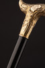 独角鹿西洋古董1900年代法国出品古典花叶主题18K黄金精雕杖柄装饰乌木色硬木杖身古董手杖 商品缩略图6
