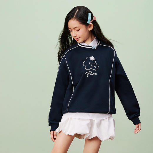 PUMA彪马童装2026春季新款儿童长袖卫衣女童上衣撞色圆领时髦甜美 商品图3