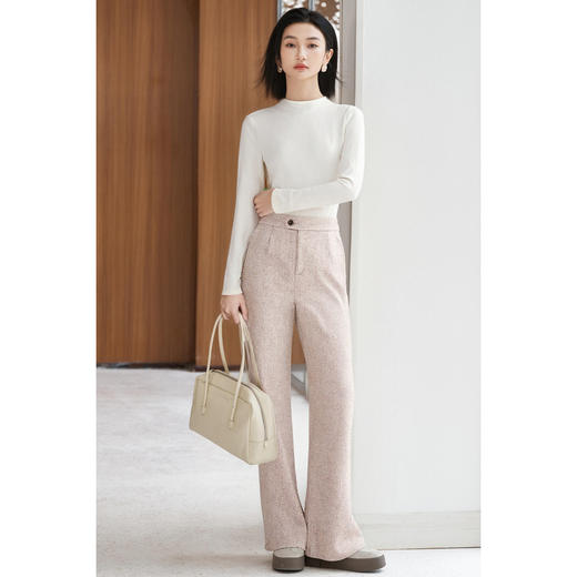 剩S/M/L/XL/XXL 厚实挺括的质感 柔软亲肤的触感 米思阳2025秋冬新款通勤OL羊毛修身西裤5535 商品图3