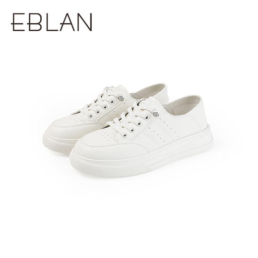 【上新】伊伴2026春季经典简约版型百搭一脚蹬厚底小白鞋B26189570 商品图4