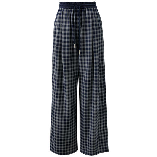 三彩2026春季新款休闲裤格纹长裤宽松高腰显瘦直筒裤垂感M 商品图4