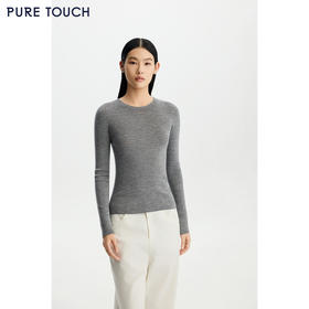 PURE TOUCH女装26春夏新款圆领羊毛打底衫弹力修身内搭多色针织衫