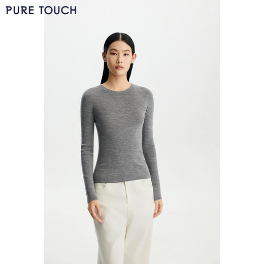 PURE TOUCH女装26春夏新款圆领羊毛打底衫弹力修身内搭多色针织衫 商品图0