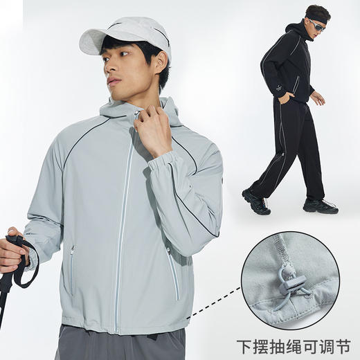 OMG运动 【防泼水】跑步外套男户外春秋季连帽夹克防风休闲软壳 商品图3