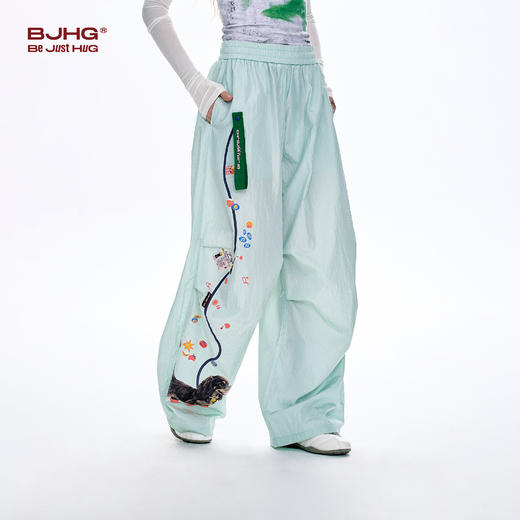 BJHG不计后果休闲裤子男款春夏季挂绳阔腿健身休闲宽松运动长裤女 商品图0