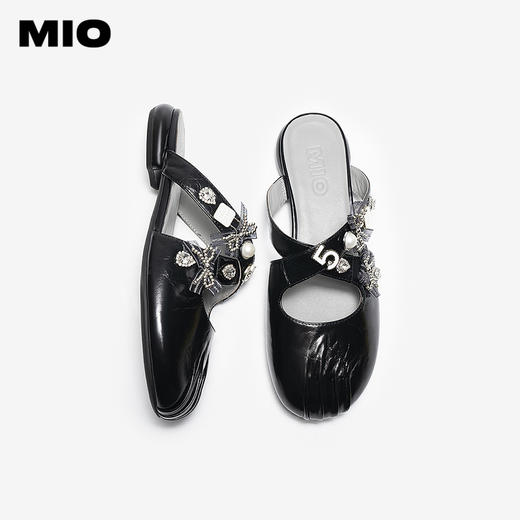 【上新】MIO米奥女鞋玛丽珍半拖2026夏季新款甜酷穆勒鞋捏褶包头外穿拖鞋M262298883 商品图3