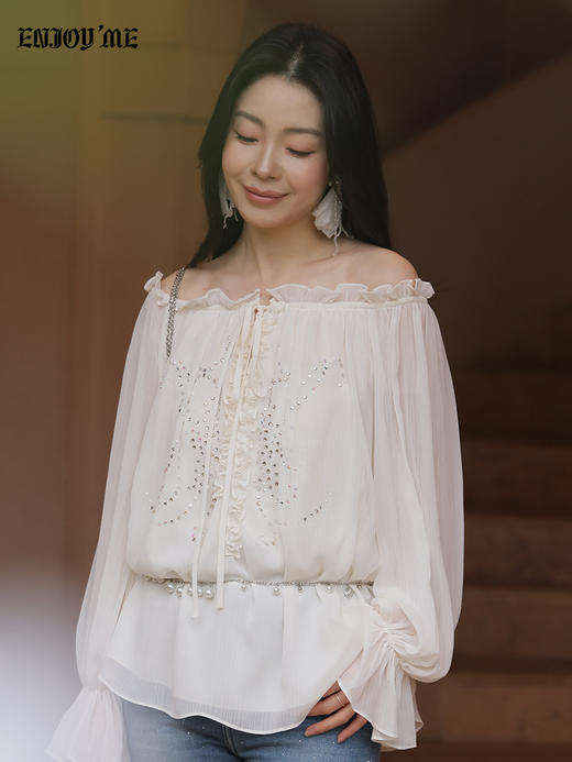 【门店同款】ENJOY春季“柔光芳序”精致烫钻上衣 169602082 商品图2