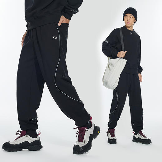 OMG运动 秋冬季分割线束脚裤卫裤男款宽松直筒运动休闲长裤潮流 商品图4