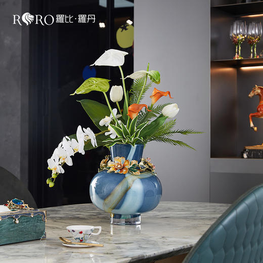 【彼达思】罗比罗丹 繁花似锦A花瓶 珐琅彩餐桌客厅玄关家居乔迁礼品 商品图4