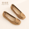 温柔风真皮方头浅口单鞋女平底金属扣气质百搭舒适奶奶鞋X6C009-15 商品缩略图2