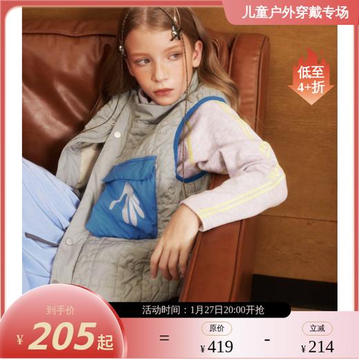 美国WOL 秋冬儿童夹棉马甲秋冬款男女童保暖运动衣轻薄户外外套小爪衣 商品图0